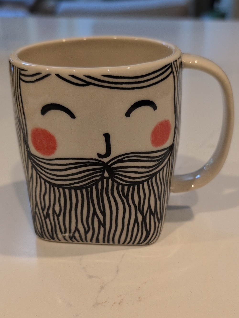 Anthropologie Friendly Face Bearded Man Stoneware Coffee Mug by Kristina Saywell